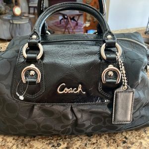 Coach Black Monogram Satchel/Shoulder Handbag